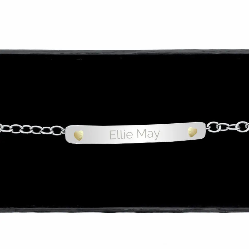 Jewellery Personalised Sterling Silver and 9ct Gold Bar Bracelet