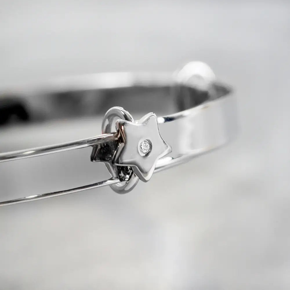 Jewellery Personalised Sterling Silver Childs Expanding Diamante Star Bracelet