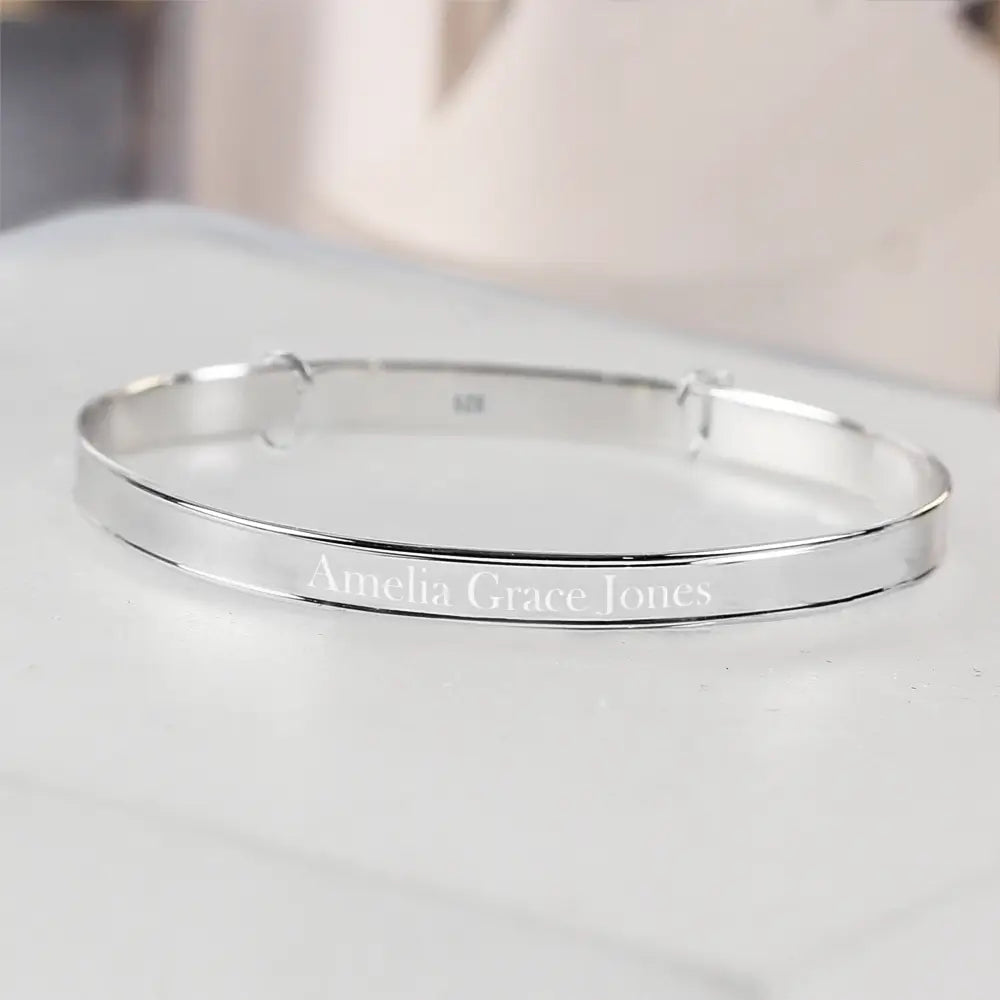 Jewellery Personalised Sterling Silver Childs Expanding Diamante Star Bracelet