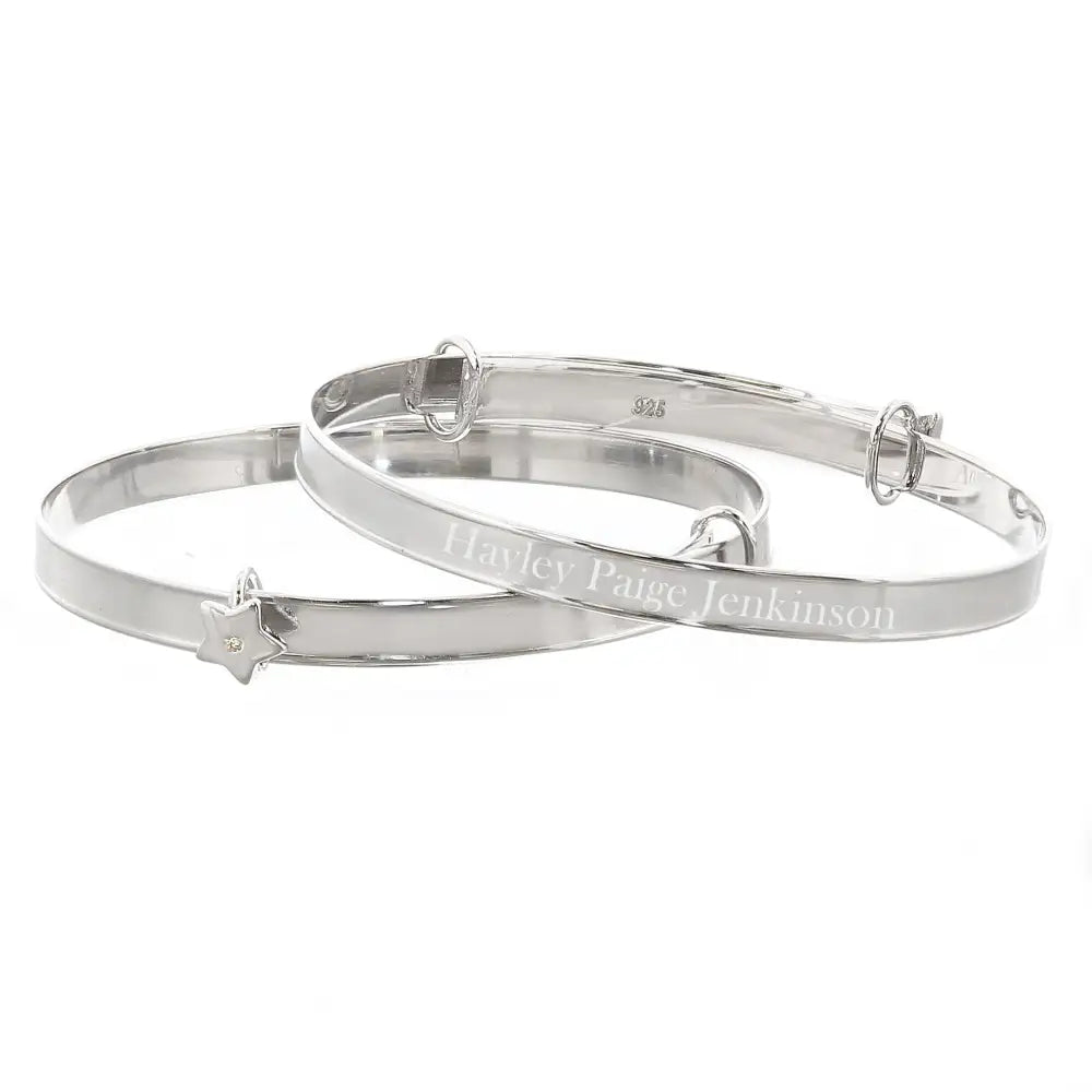 Jewellery Personalised Sterling Silver Childs Expanding Diamante Star Bracelet