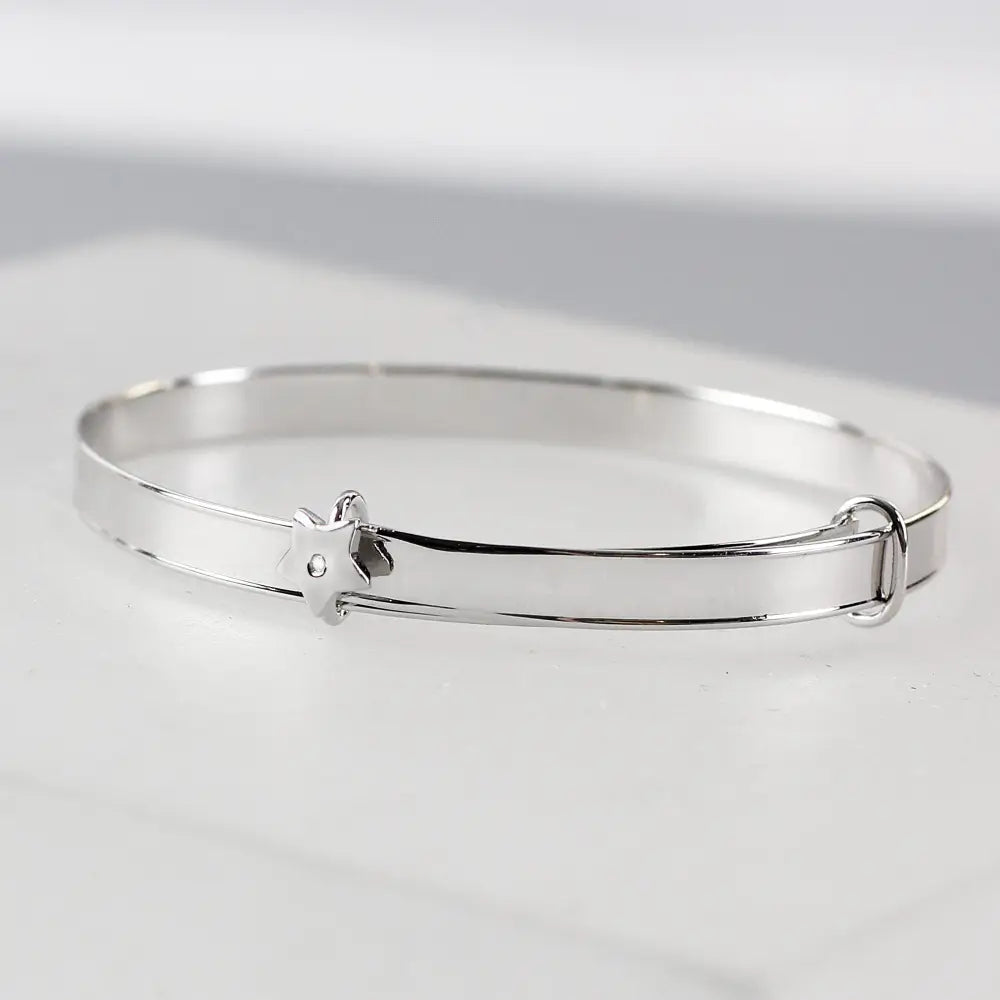 Jewellery Personalised Sterling Silver Childs Expanding Diamante Star Bracelet