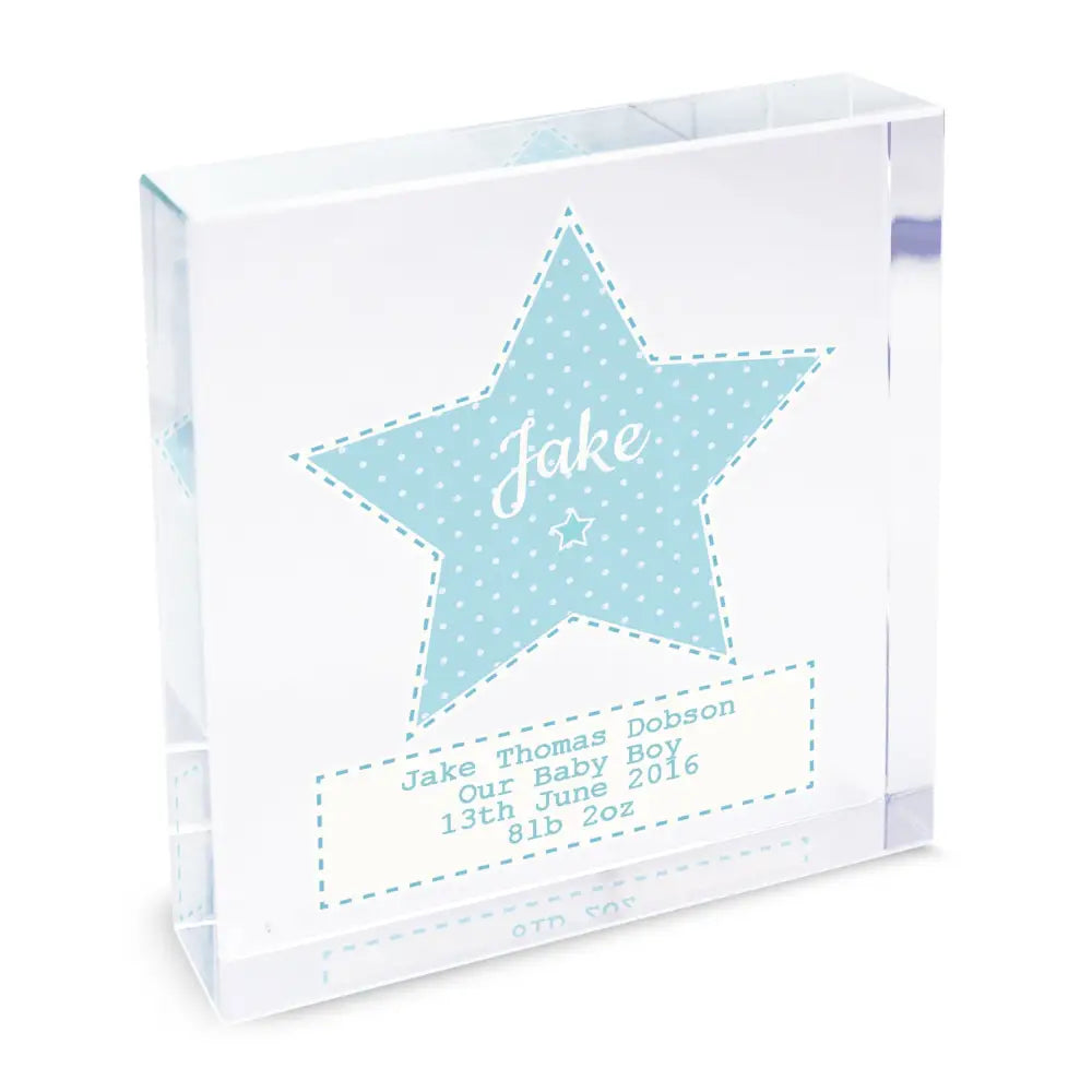 Ornaments Personalised Stitch & Dot Baby Boy Crystal Token