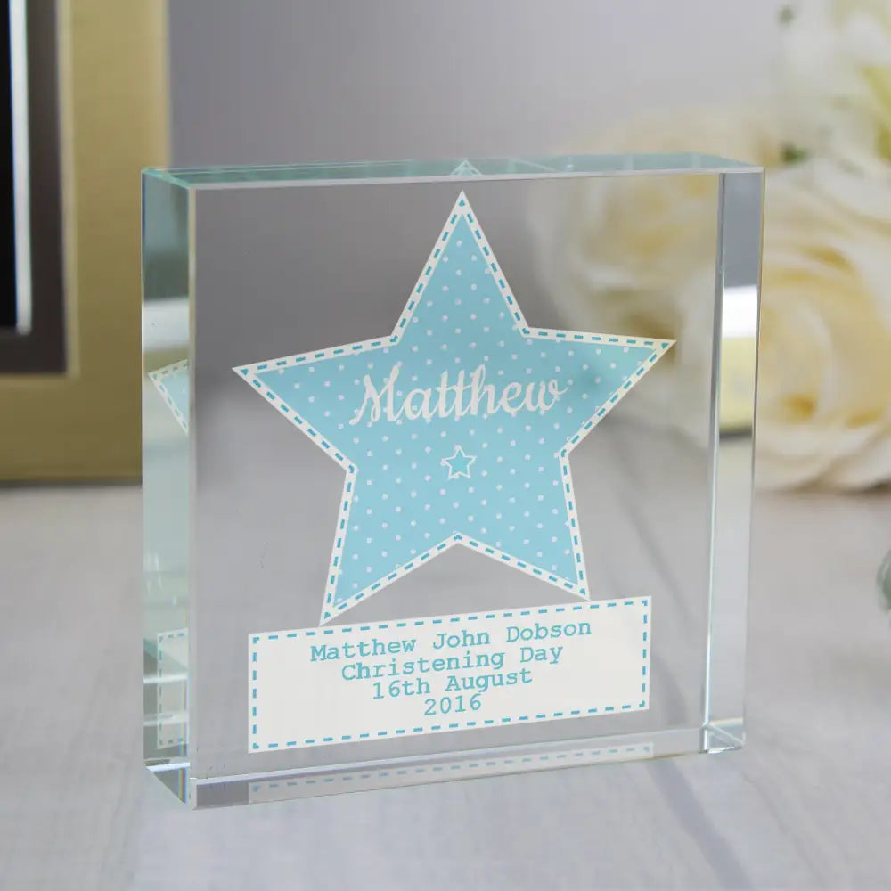 Ornaments Personalised Stitch & Dot Baby Boy Crystal Token