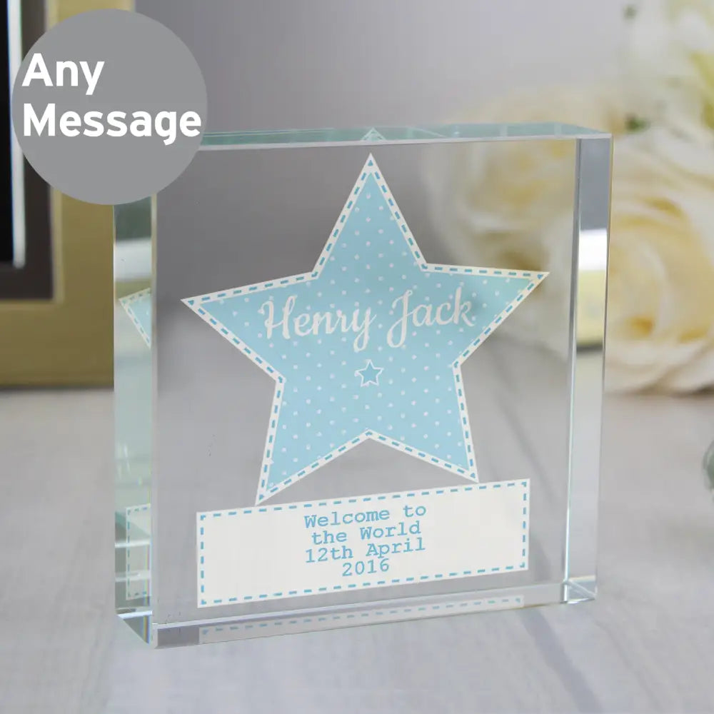 Ornaments Personalised Stitch & Dot Baby Boy Crystal Token