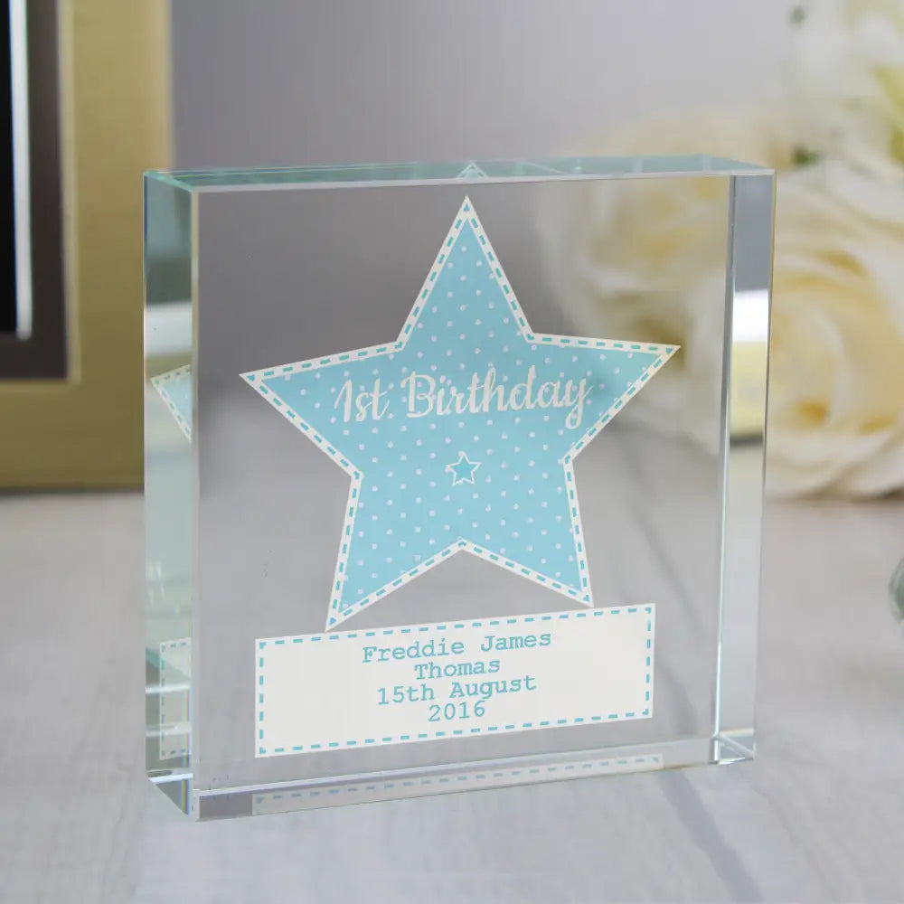 Ornaments Personalised Stitch & Dot Baby Boy Crystal Token