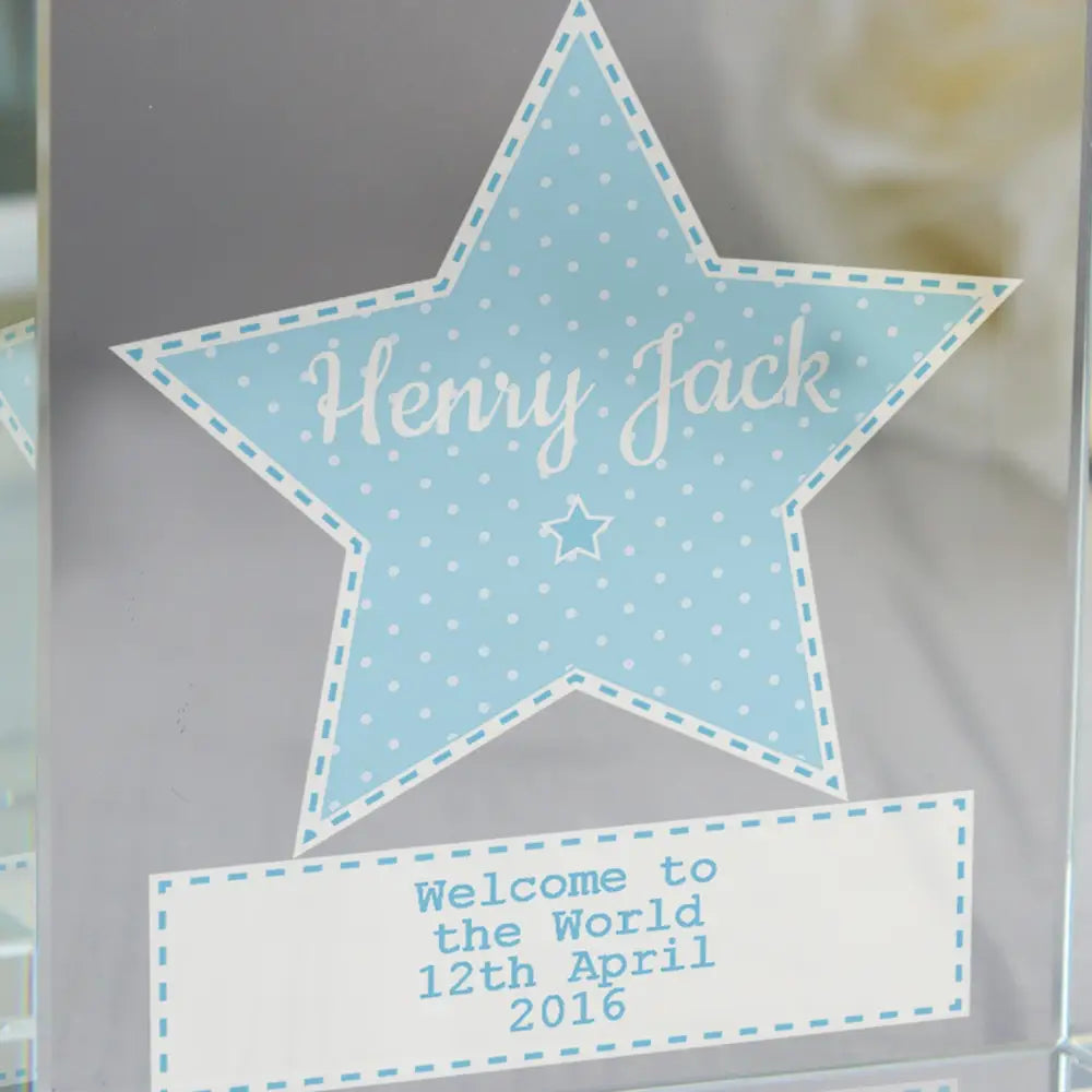 Ornaments Personalised Stitch & Dot Baby Boy Crystal Token