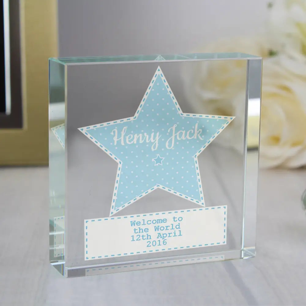 Ornaments Personalised Stitch & Dot Baby Boy Crystal Token