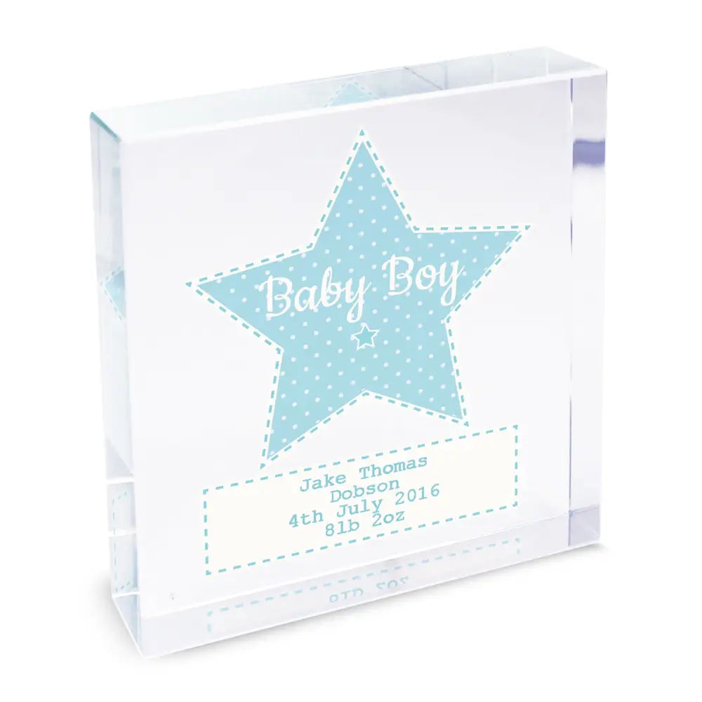 Ornaments Personalised Stitch & Dot Baby Boy Crystal Token