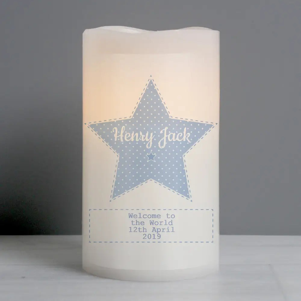 LED Lights, Candles & Decorations Personalised Stitch & Dot Baby Boy Nightlight LED Candle