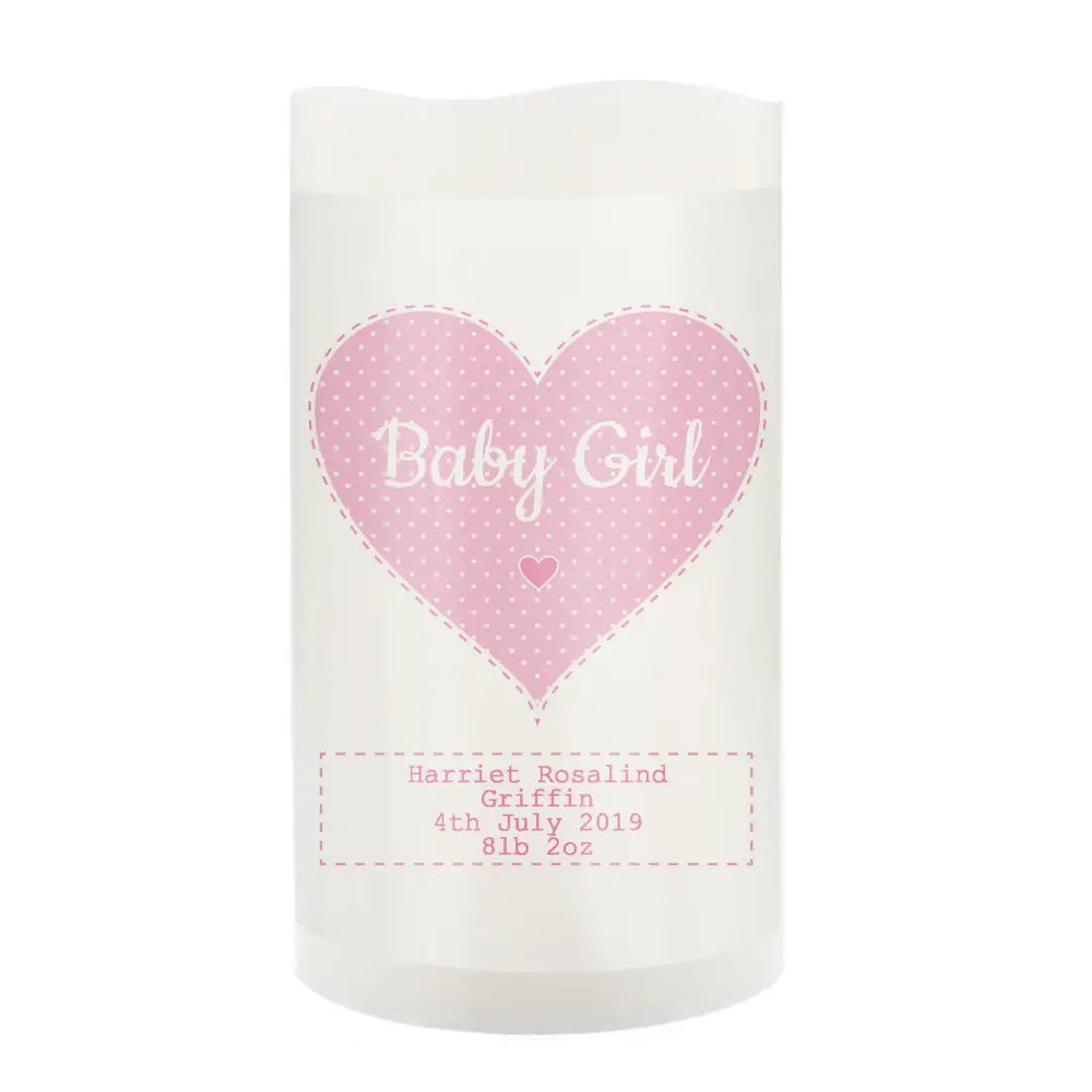 LED Lights, Candles & Decorations Personalised Stitch & Dot Baby Girl Night Light LED Candle