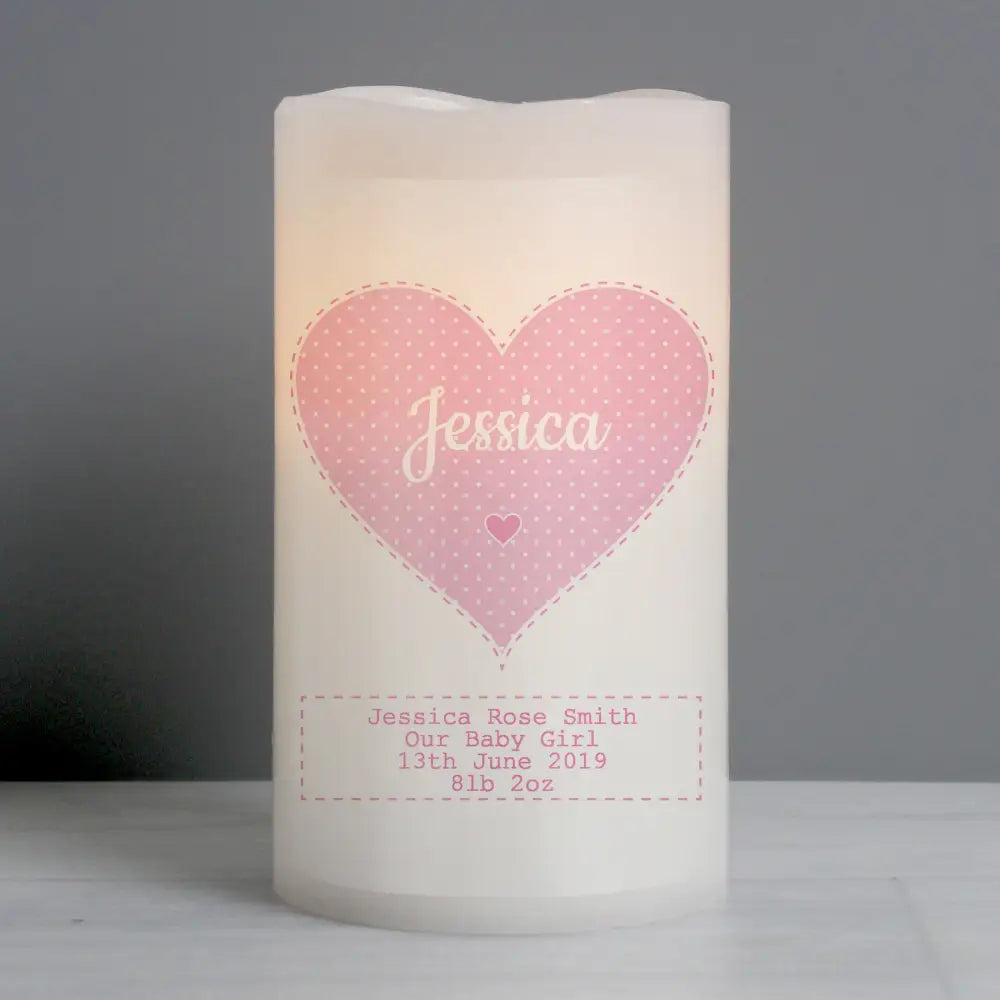 LED Lights, Candles & Decorations Personalised Stitch & Dot Baby Girl Night Light LED Candle