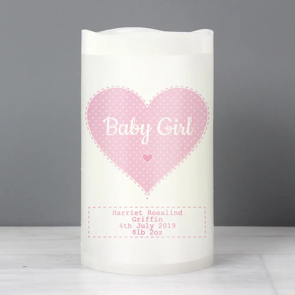 LED Lights, Candles & Decorations Personalised Stitch & Dot Baby Girl Night Light LED Candle