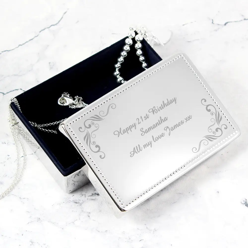 Trinket, Jewellery & Keepsake Boxes Personalised Swirl Rectangular Jewellery Box