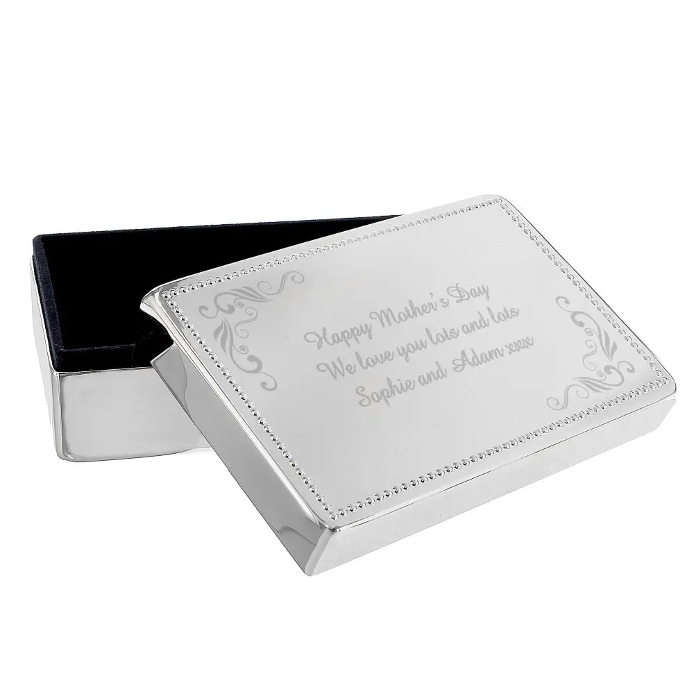 Trinket, Jewellery & Keepsake Boxes Personalised Swirl Rectangular Jewellery Box