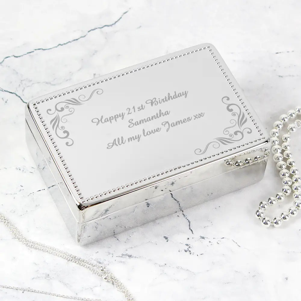 Trinket, Jewellery & Keepsake Boxes Personalised Swirl Rectangular Jewellery Box