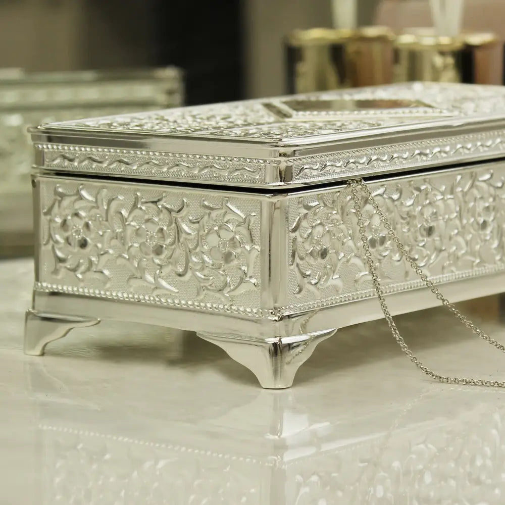 Trinket, Jewellery & Keepsake Boxes Personalised Swirls & Hearts Antique Silver Plated Jewellery Box