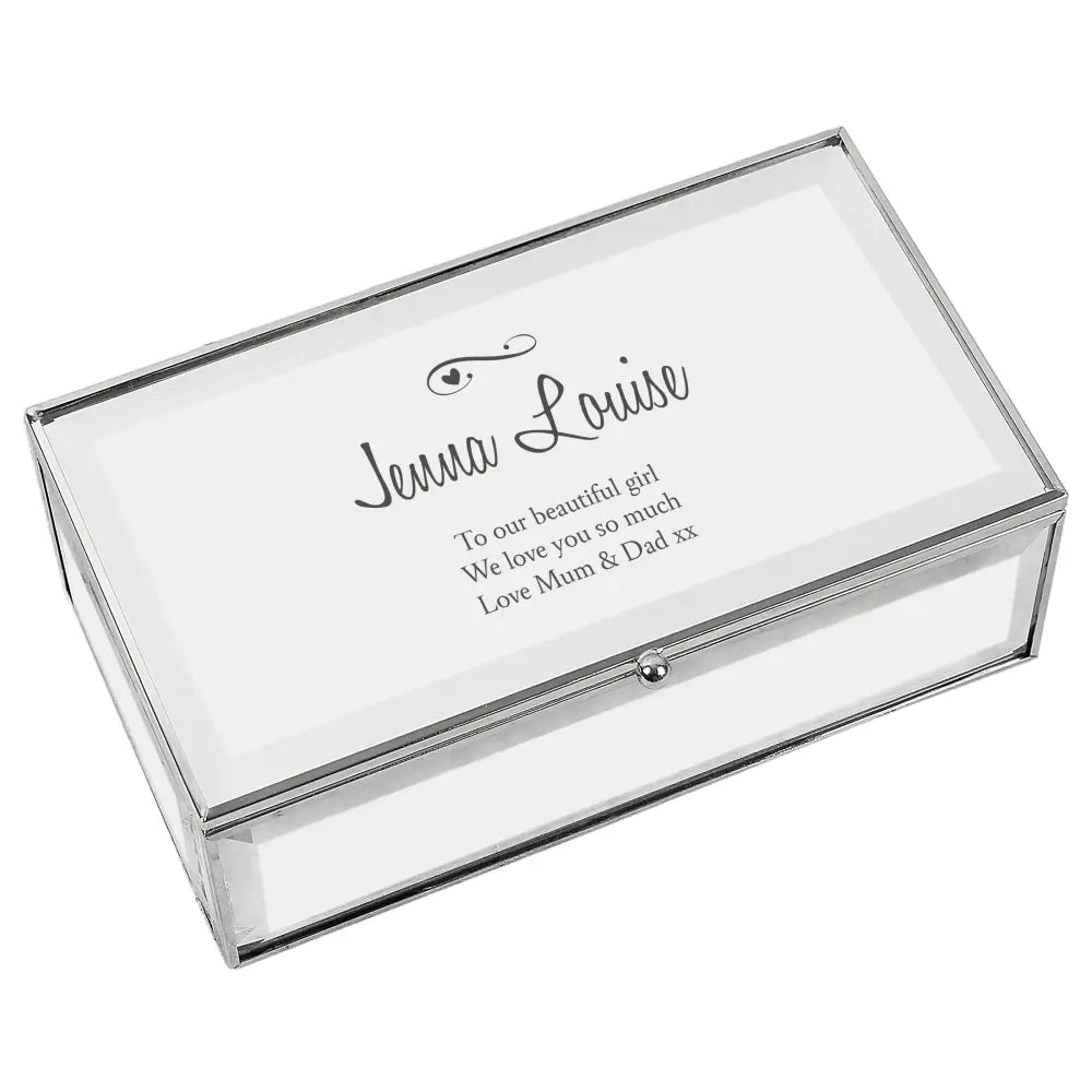 Trinket, Jewellery & Keepsake Boxes Personalised Swirls & Hearts Mirrored Jewellery Box