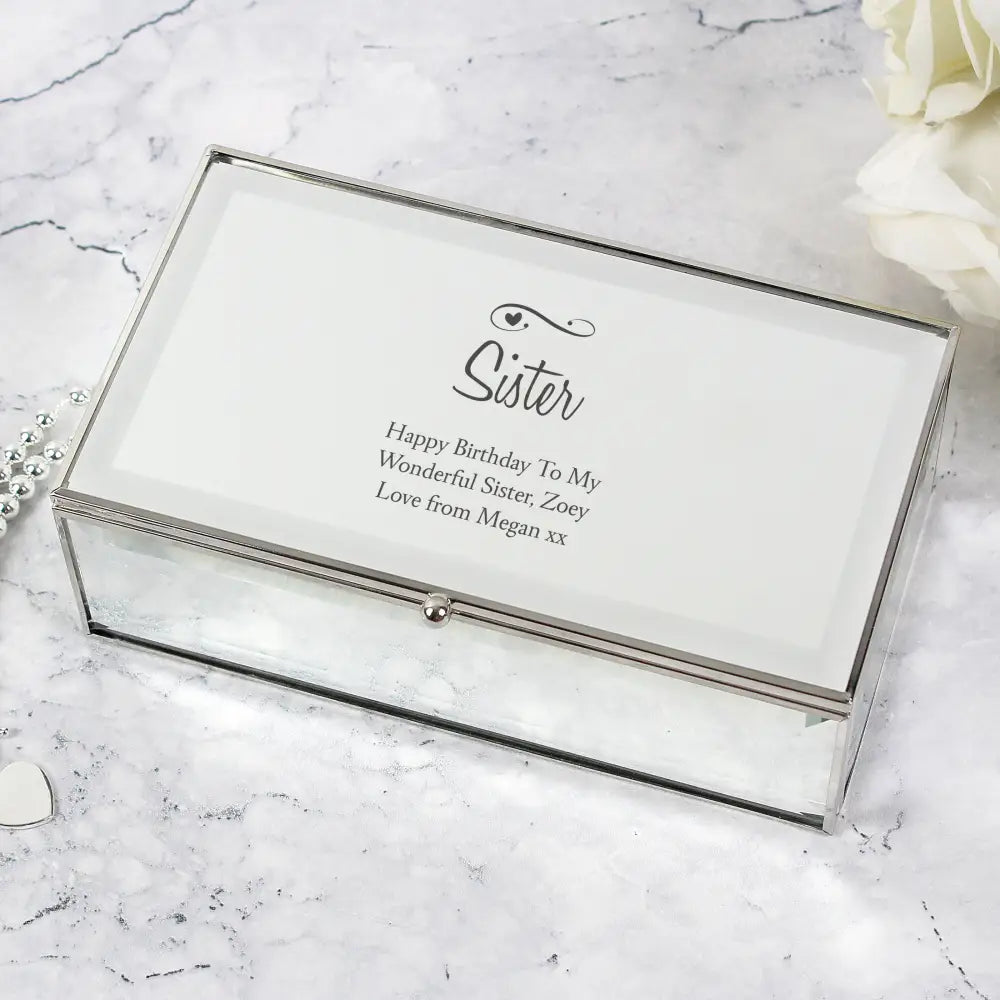 Trinket, Jewellery & Keepsake Boxes Personalised Swirls & Hearts Mirrored Jewellery Box