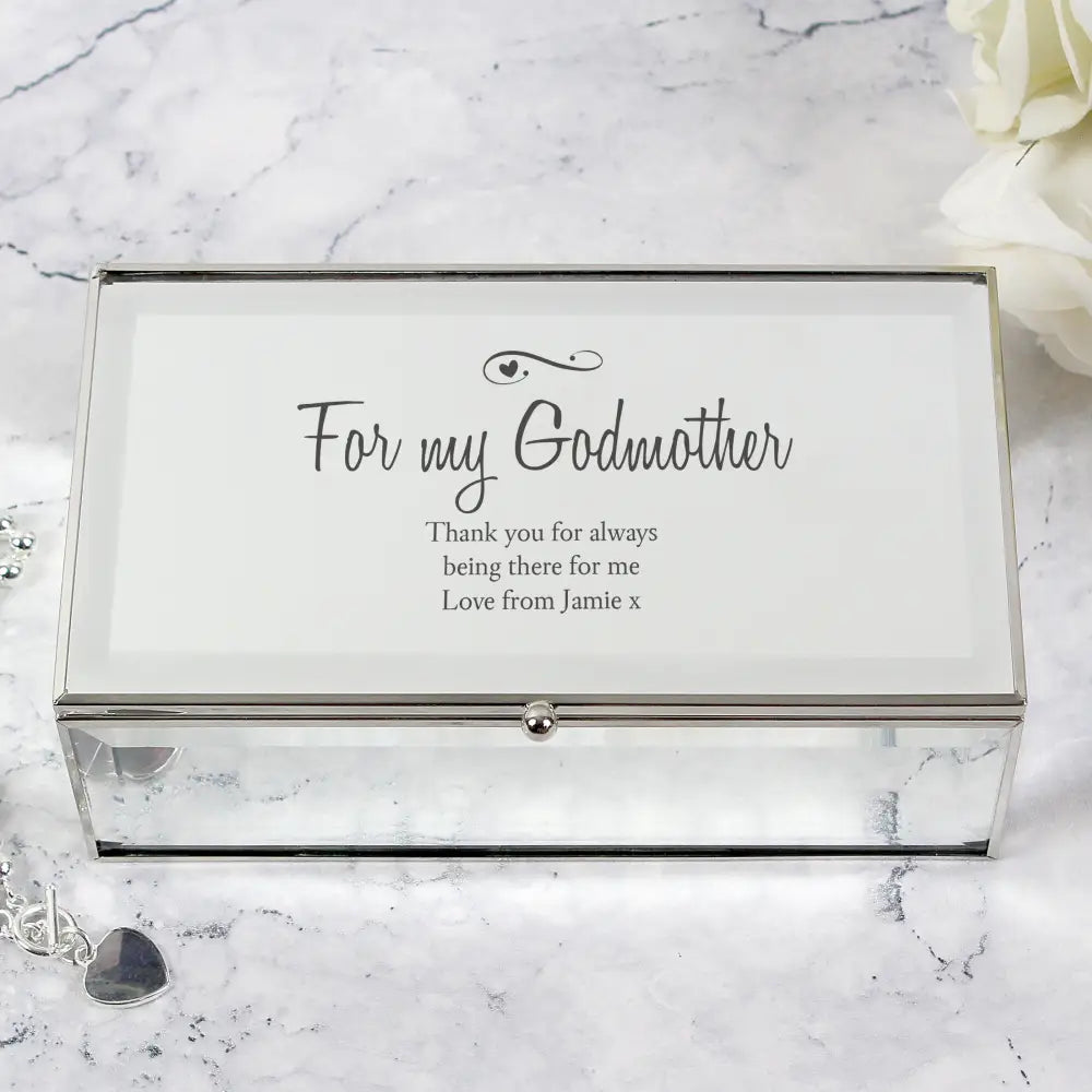 Trinket, Jewellery & Keepsake Boxes Personalised Swirls & Hearts Mirrored Jewellery Box