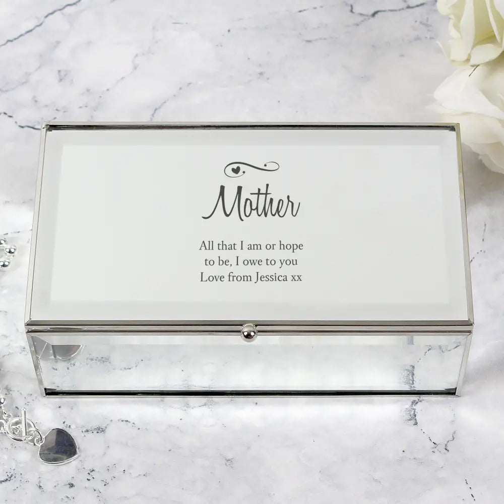 Trinket, Jewellery & Keepsake Boxes Personalised Swirls & Hearts Mirrored Jewellery Box