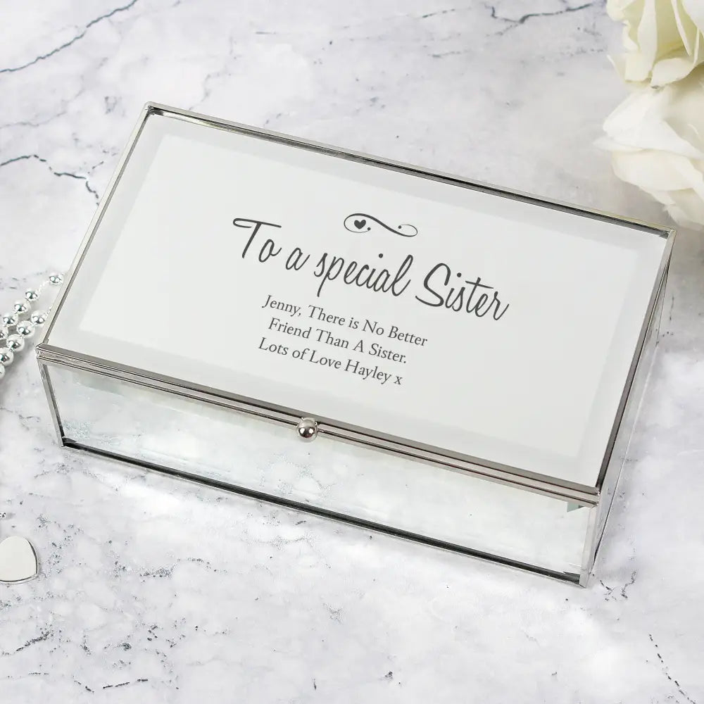 Trinket, Jewellery & Keepsake Boxes Personalised Swirls & Hearts Mirrored Jewellery Box