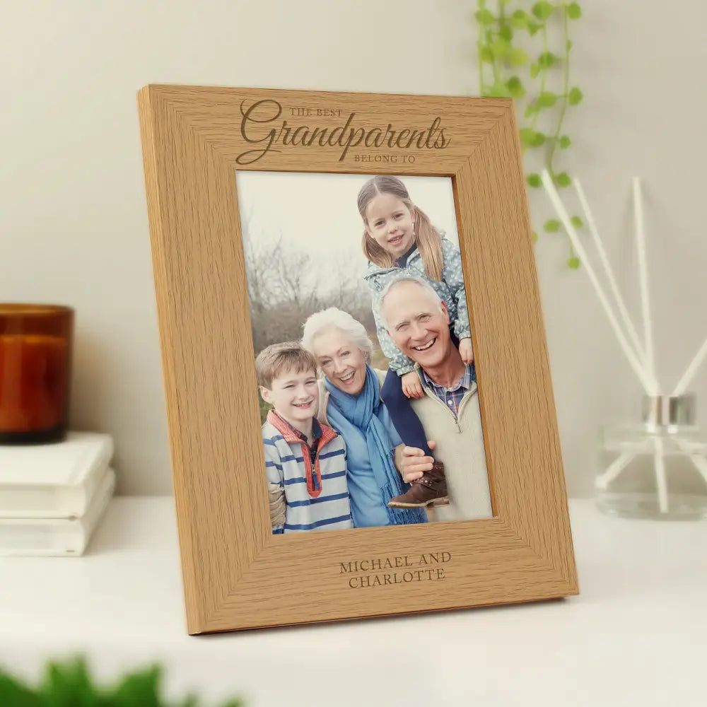 Photo Frames, Albums and Guestbooks Personalised 'The Best Grandparents' 5x7 Oak Finish Photo Frame
