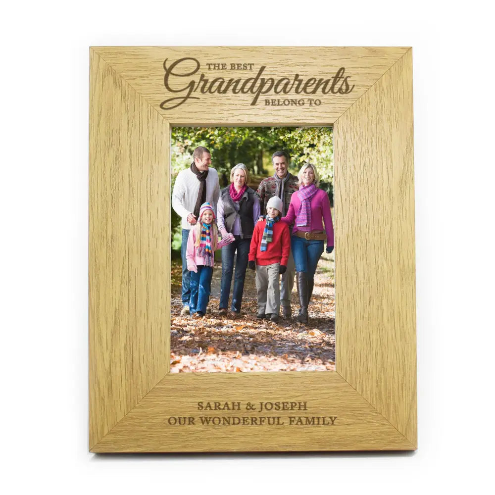 Photo Frames, Albums and Guestbooks Personalised The Best Grandparents 6x4 Oak Finish Photo Frame