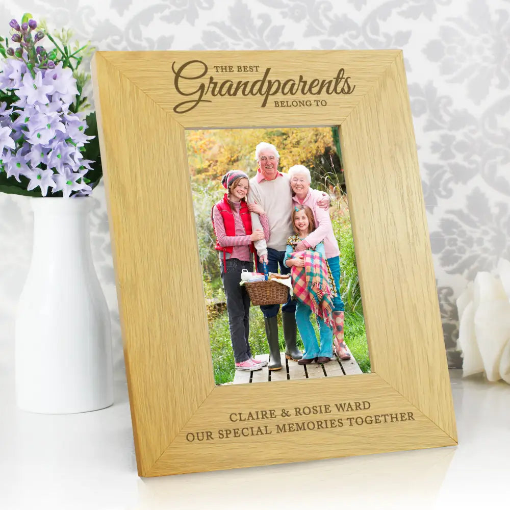 Photo Frames, Albums and Guestbooks Personalised The Best Grandparents 6x4 Oak Finish Photo Frame