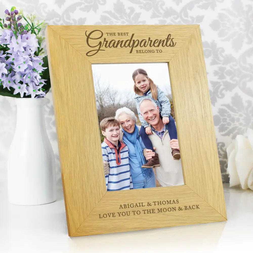 Photo Frames, Albums and Guestbooks Personalised The Best Grandparents 6x4 Oak Finish Photo Frame