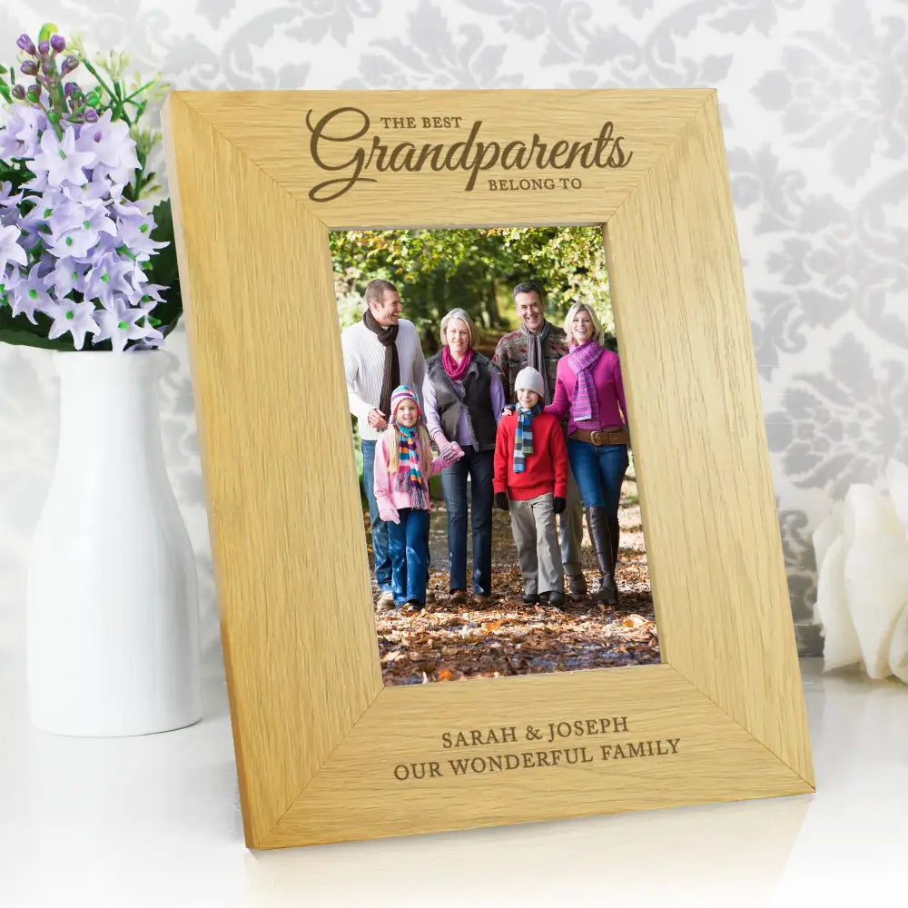 Photo Frames, Albums and Guestbooks Personalised The Best Grandparents 6x4 Oak Finish Photo Frame