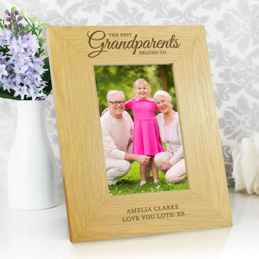 Photo Frames, Albums and Guestbooks Personalised The Best Grandparents 6x4 Oak Finish Photo Frame