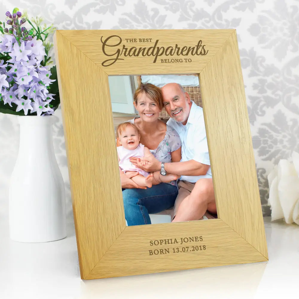 Photo Frames, Albums and Guestbooks Personalised The Best Grandparents 6x4 Oak Finish Photo Frame