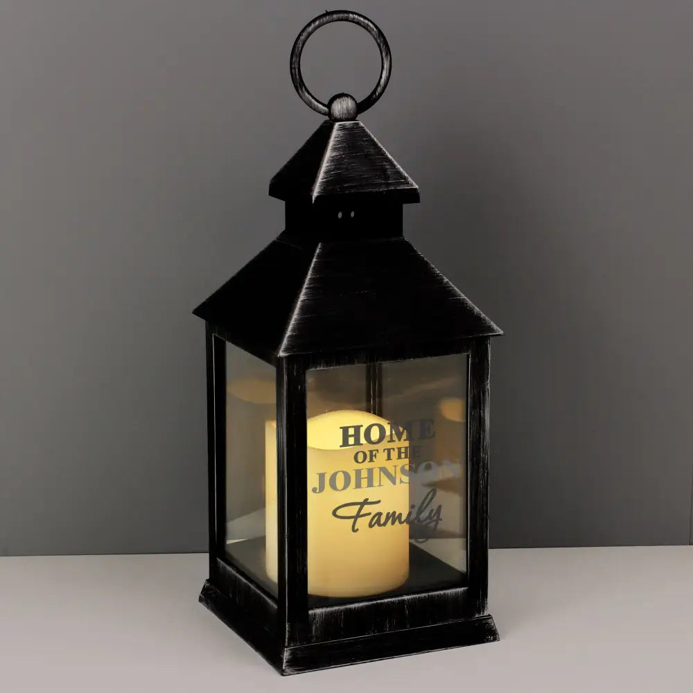LED Lights, Candles & Decorations Personalised The Family Rustic Black Lantern