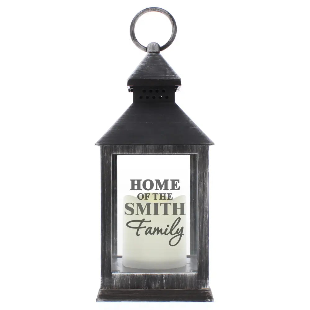 LED Lights, Candles & Decorations Personalised The Family Rustic Black Lantern