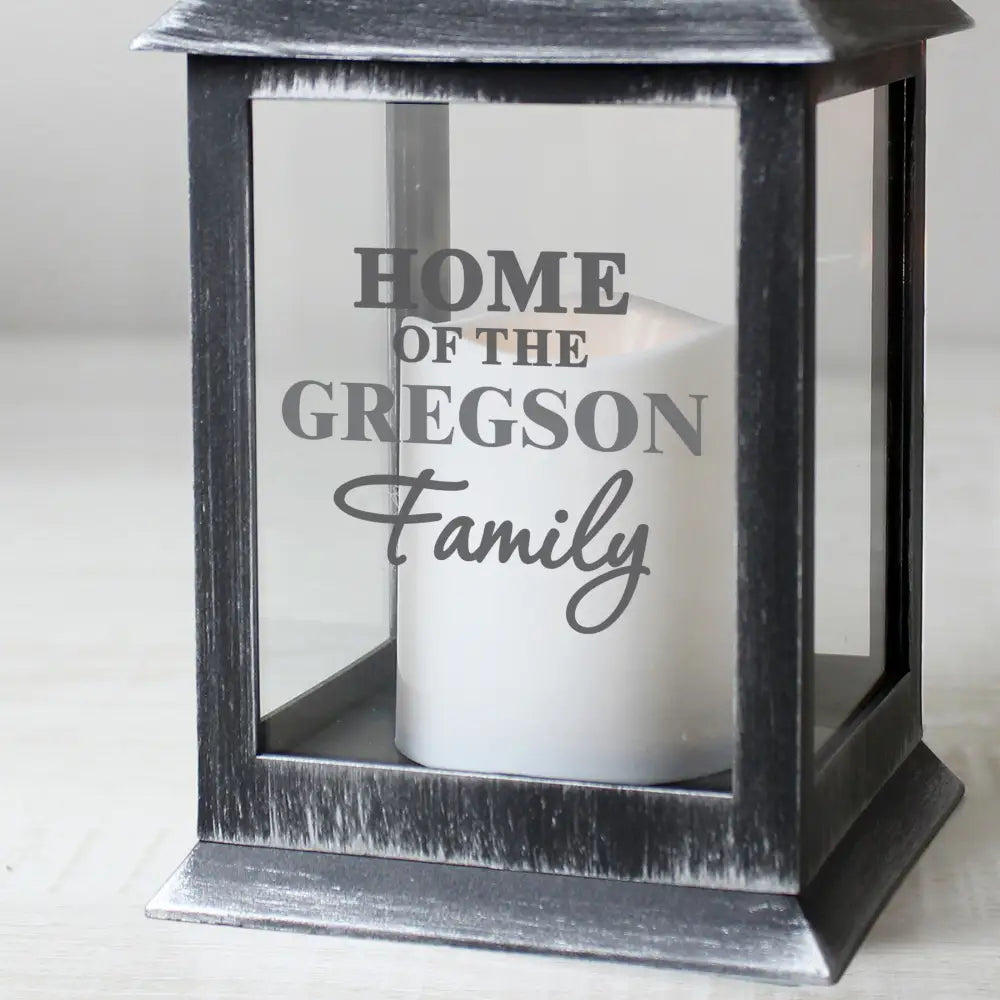 LED Lights, Candles & Decorations Personalised The Family Rustic Black Lantern