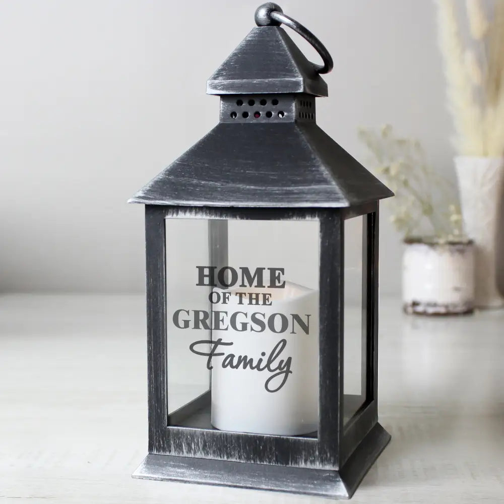 LED Lights, Candles & Decorations Personalised The Family Rustic Black Lantern