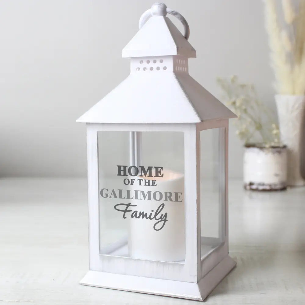 LED Lights, Candles & Decorations Personalised The Family White Lantern