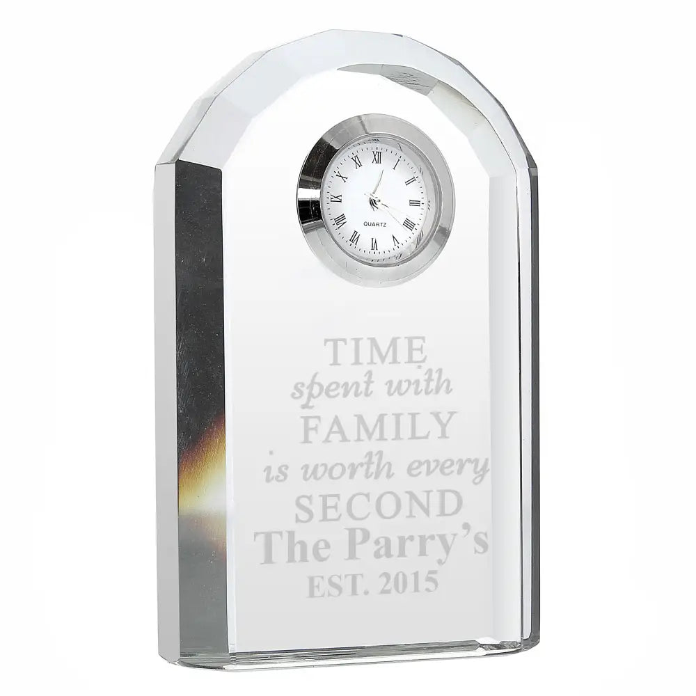 Clocks & Watches Personalised Time Spent With Family Crystal Clock