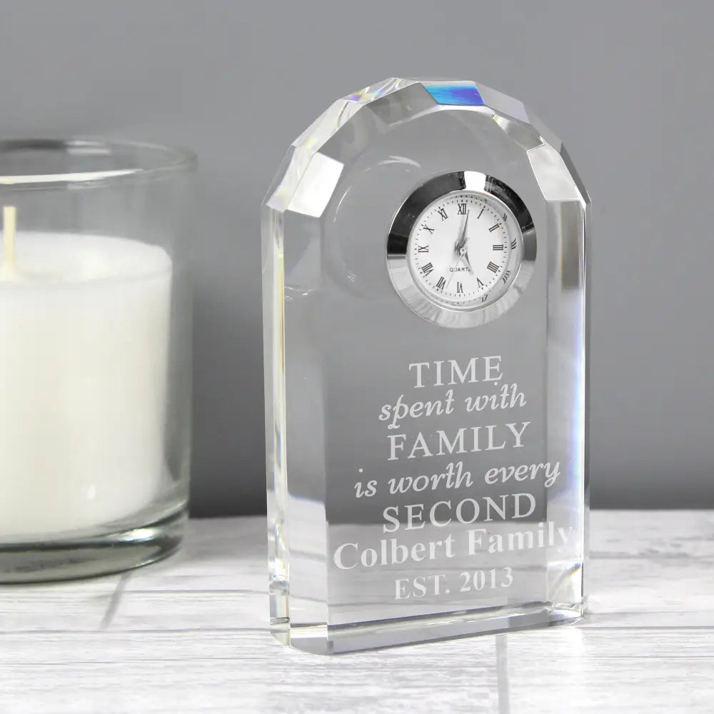 Clocks & Watches Personalised Time Spent With Family Crystal Clock