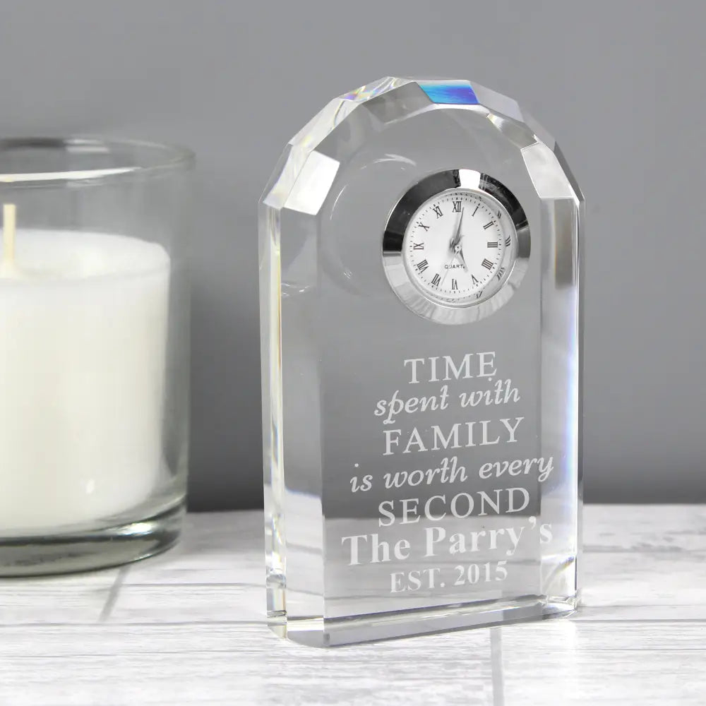 Clocks & Watches Personalised Time Spent With Family Crystal Clock