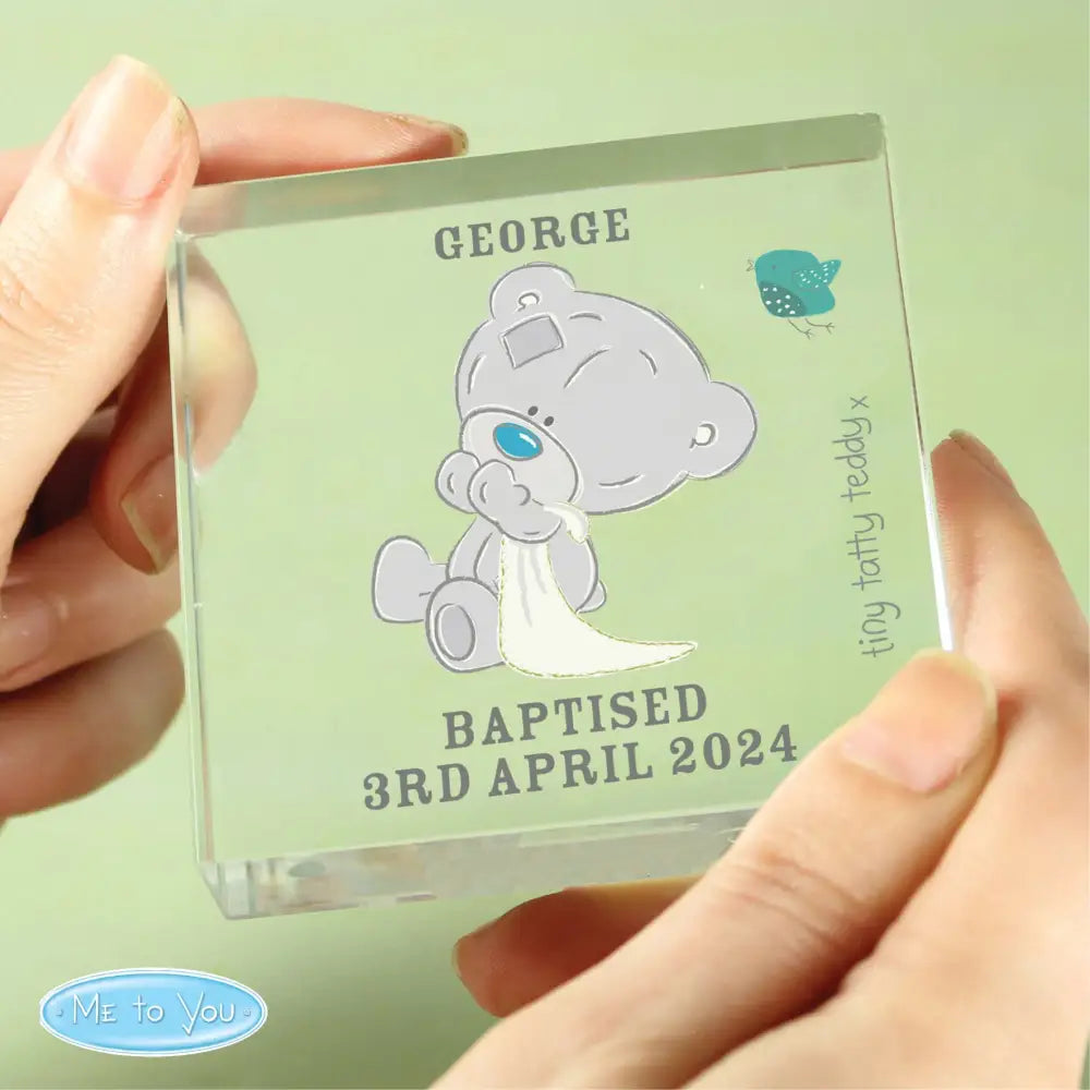 Ornaments Personalised Tiny Tatty Teddy Christening Crystal Token