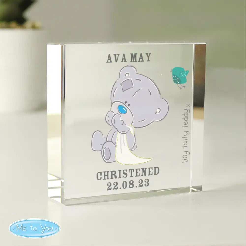 Ornaments Personalised Tiny Tatty Teddy Christening Crystal Token