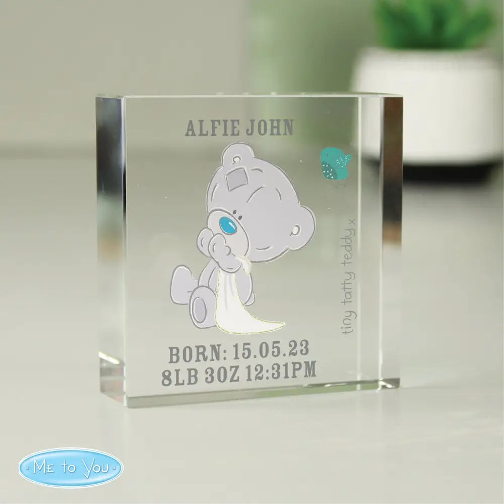 Ornaments Personalised Tiny Tatty Teddy Christening Crystal Token