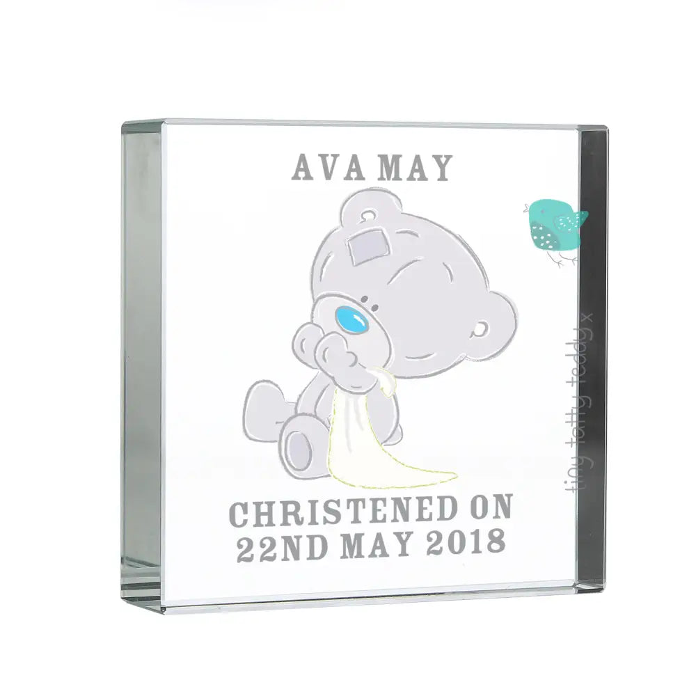 Ornaments Personalised Tiny Tatty Teddy Christening Crystal Token