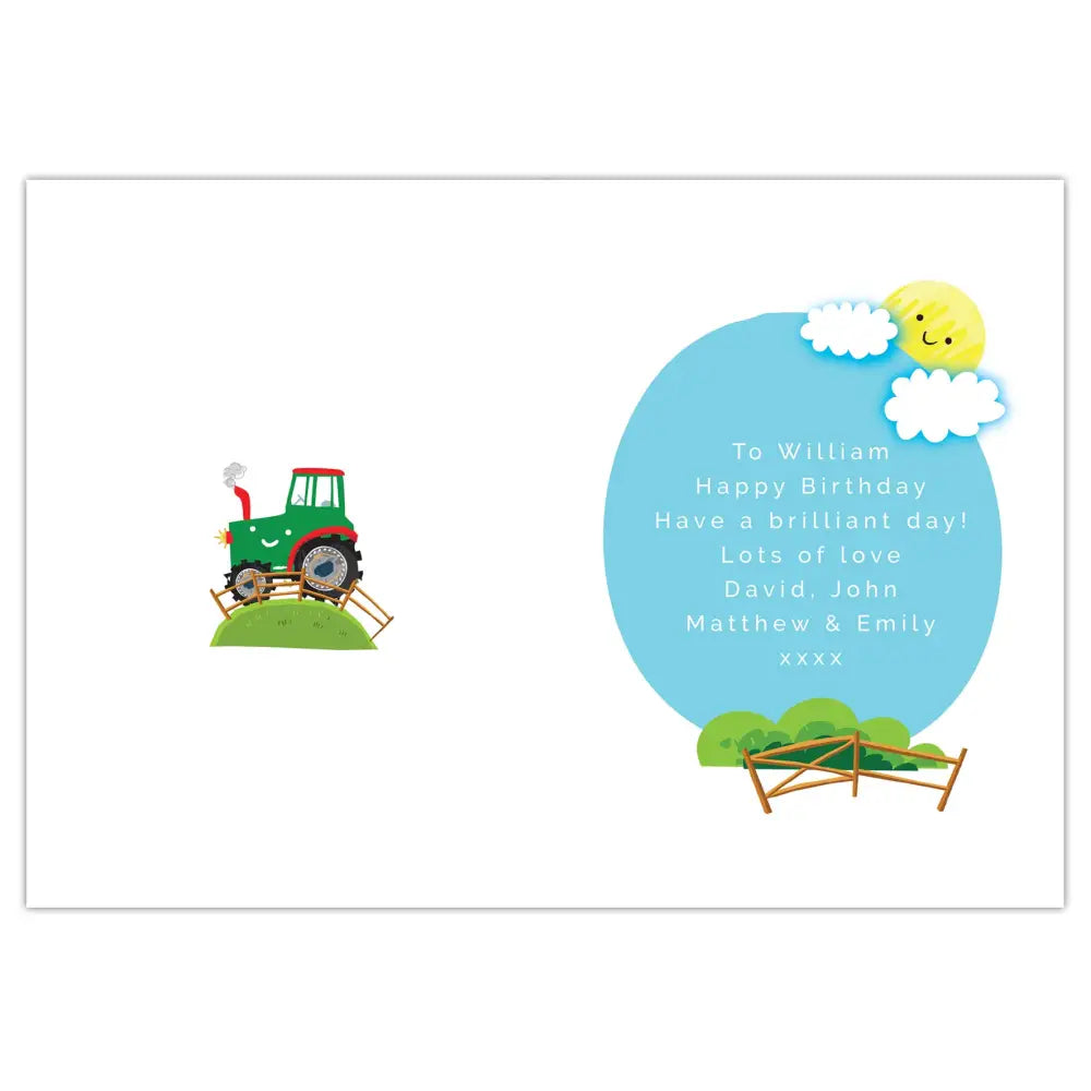 Greetings Cards Personalised Tractor Birthday Card