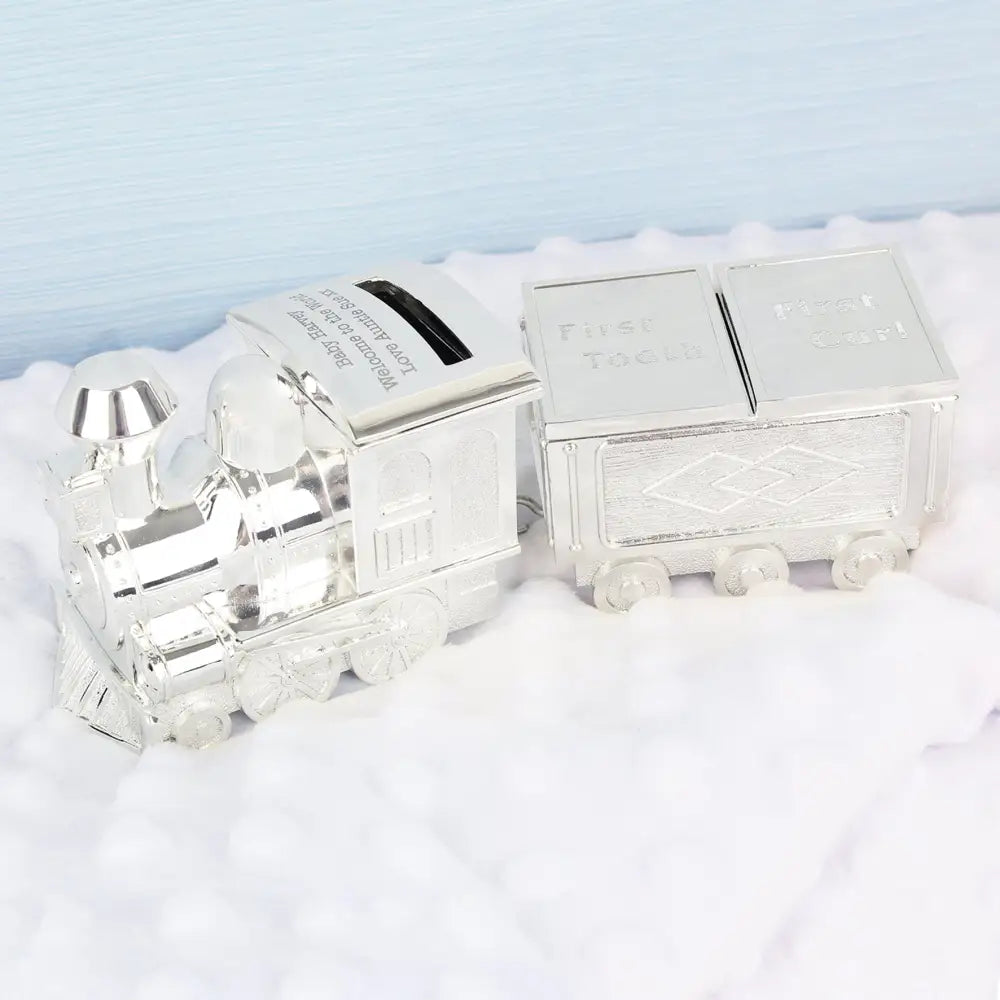 Money Boxes Personalised Train Money Box with Tooth & Curl Trinket Box