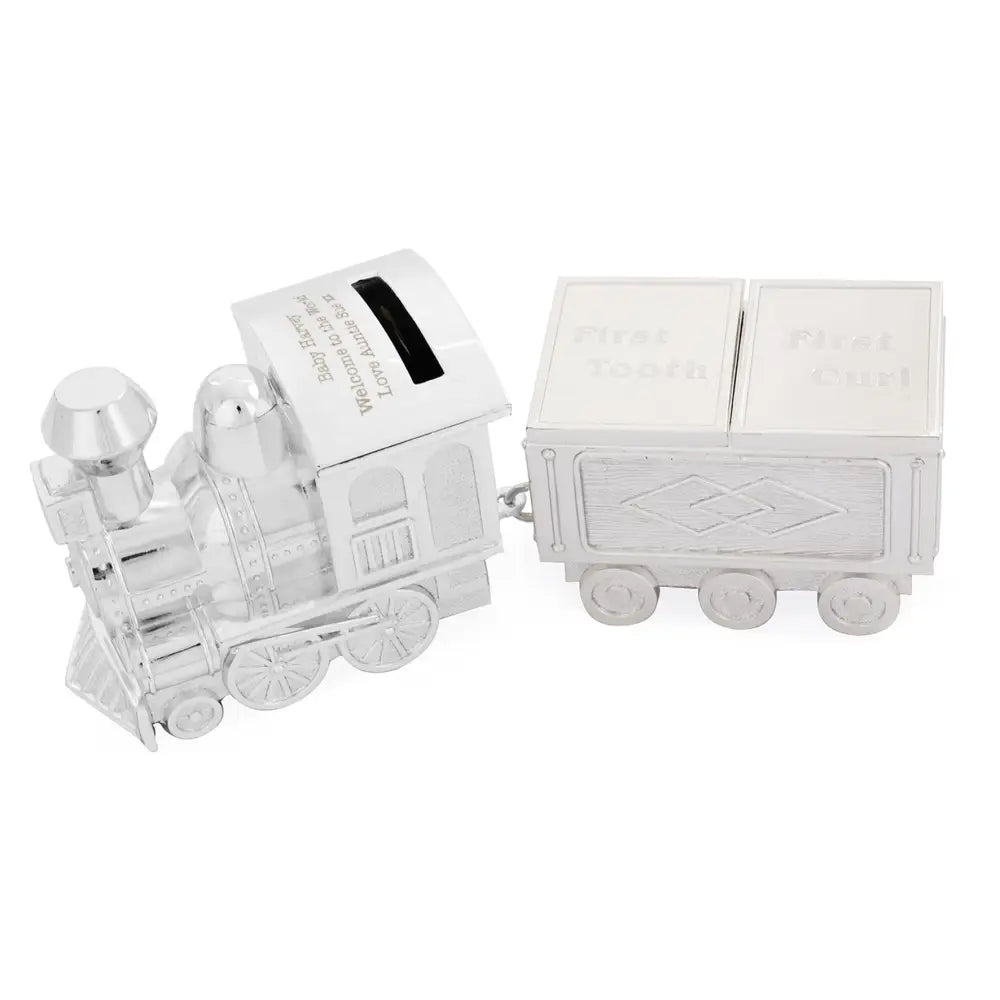 Money Boxes Personalised Train Money Box with Tooth & Curl Trinket Box