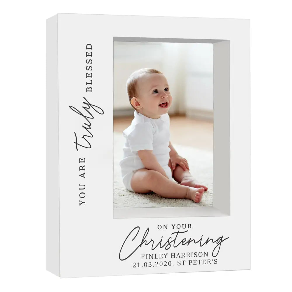 Photo Frames, Albums and Guestbooks Personalised 'Truly Blessed' Christening 5x7 Box Photo Frame