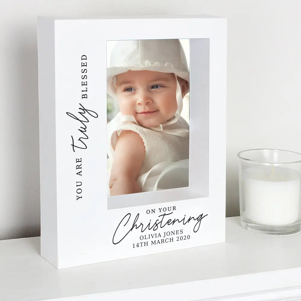 Photo Frames, Albums and Guestbooks Personalised 'Truly Blessed' Christening 5x7 Box Photo Frame