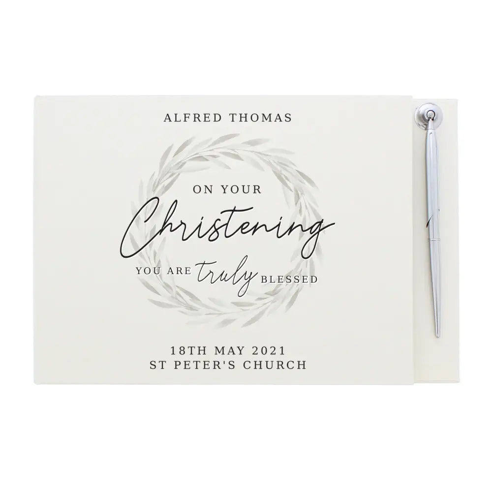Photo Frames, Albums and Guestbooks Personalised 'Truly Blessed' Christening Hardback Guest Book & Pen